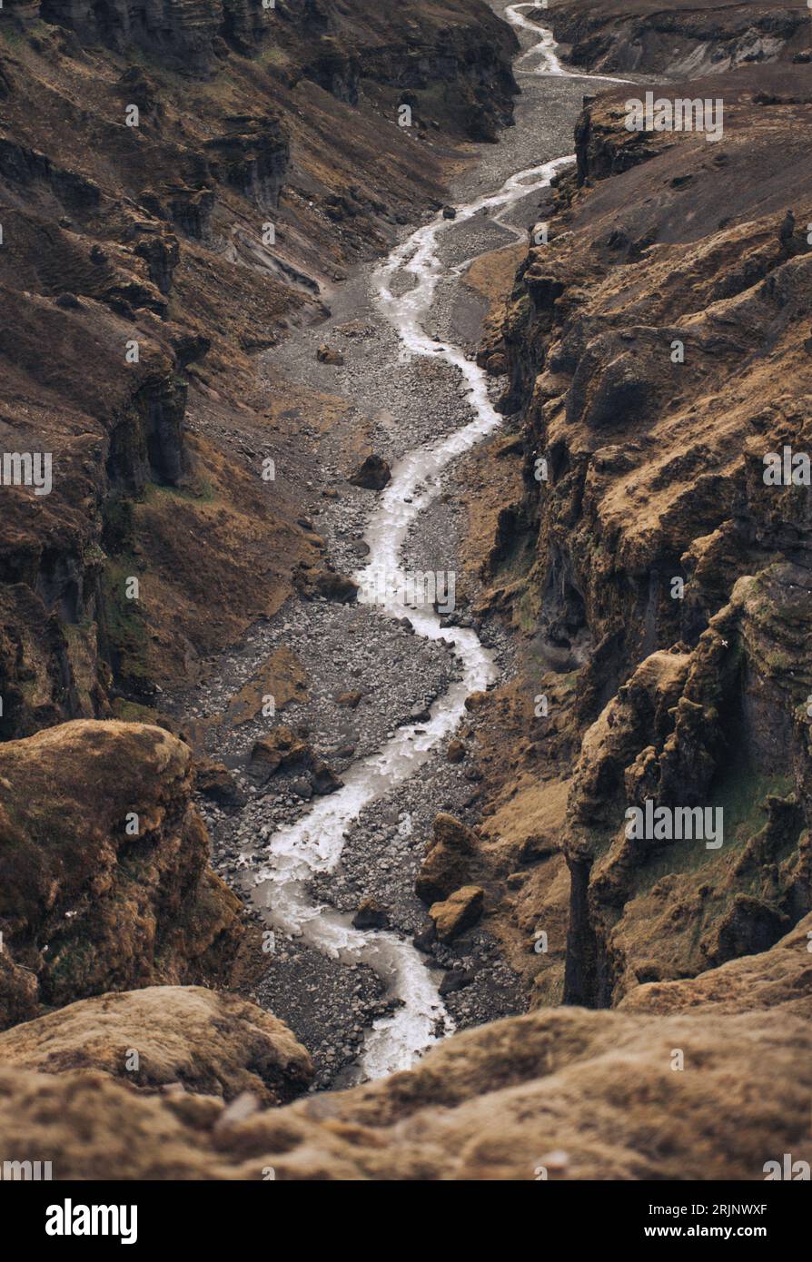 A picturesque view of a river winding its way through a canyon Stock ...