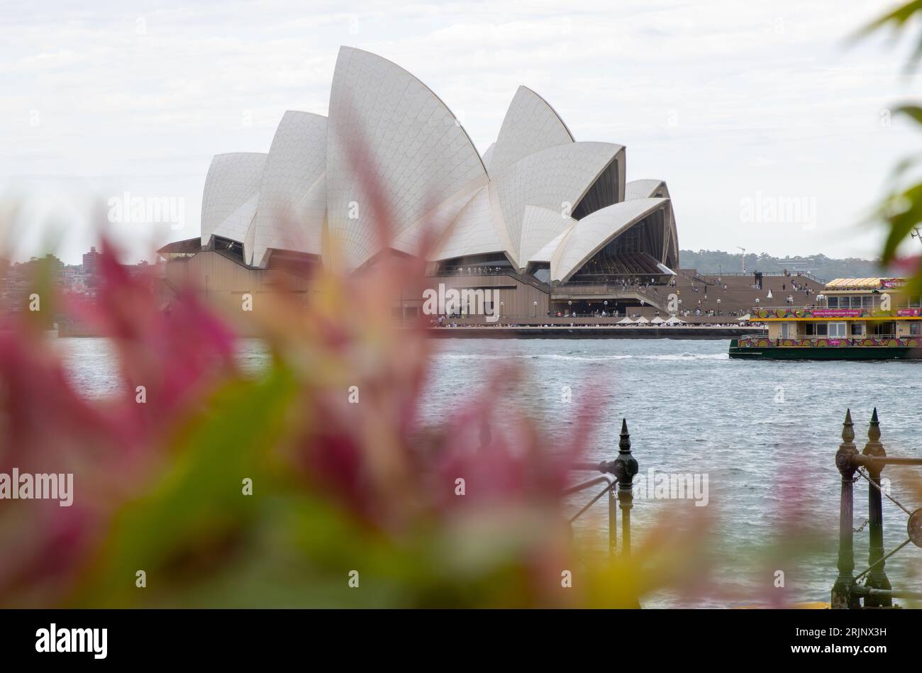 A picturesque aerial view of the iconic Sydney Opera House surrounded ...