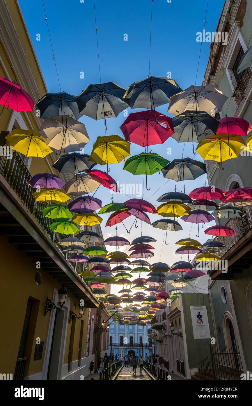 A unique and vibrant view of the street in San Juan Puerto Rico with