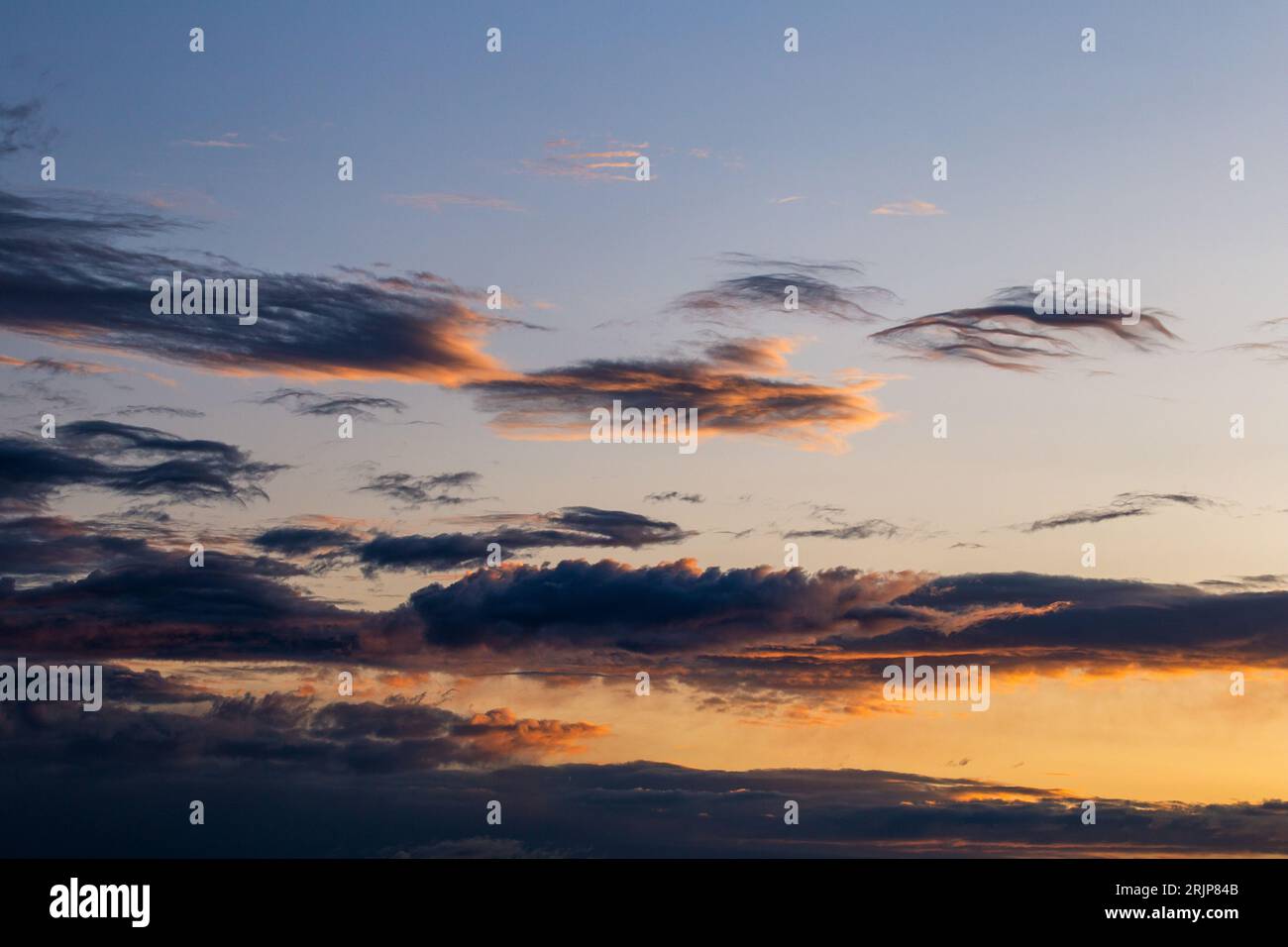 Majestic and dramatic sky with floating clouds. backgrounds for your projects and skies for replacement Stock Photo