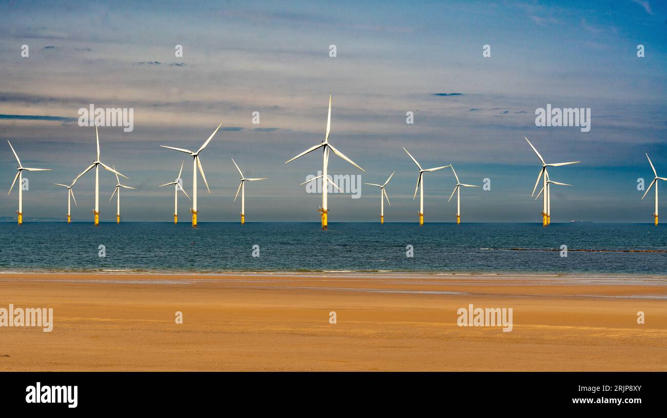 Seaside Towns, beaches and wind farms Stock Photo