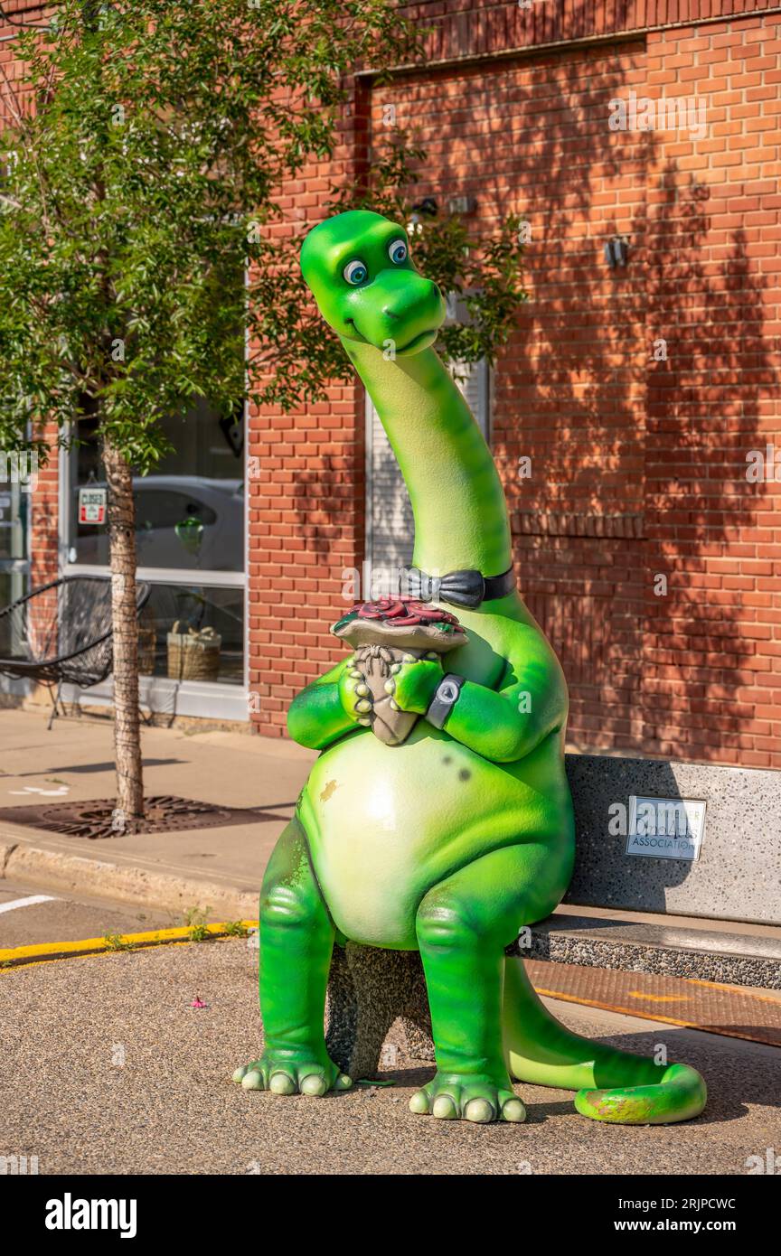 Drumheller, Alberta June 25, 2023 Roadside dinosaur attraction in