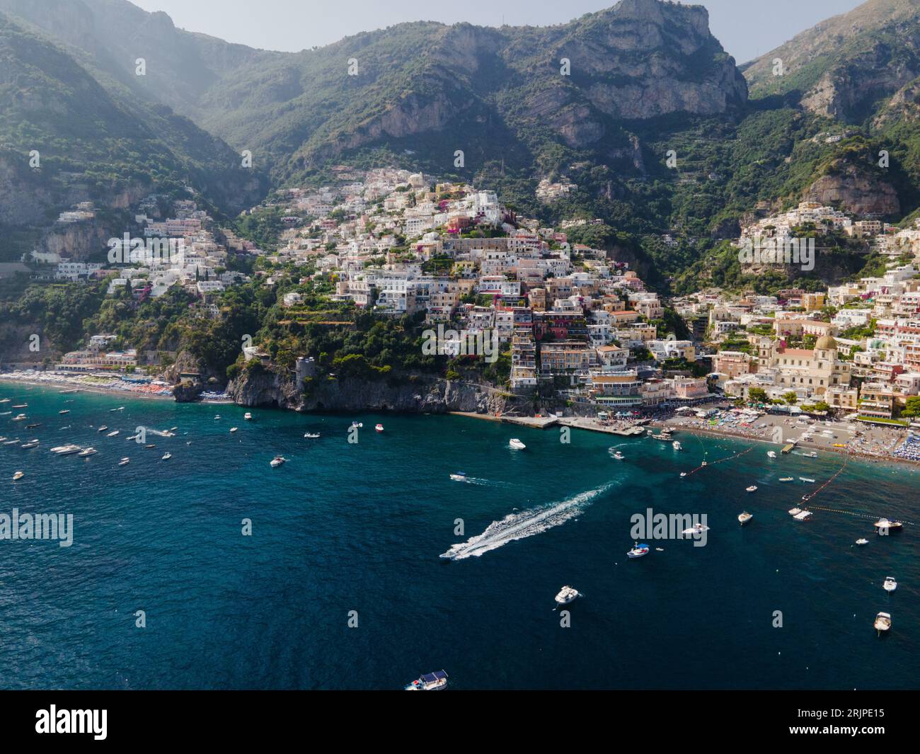 Positano on the Amalfi Coast, Italy by Drone Stock Photo - Alamy