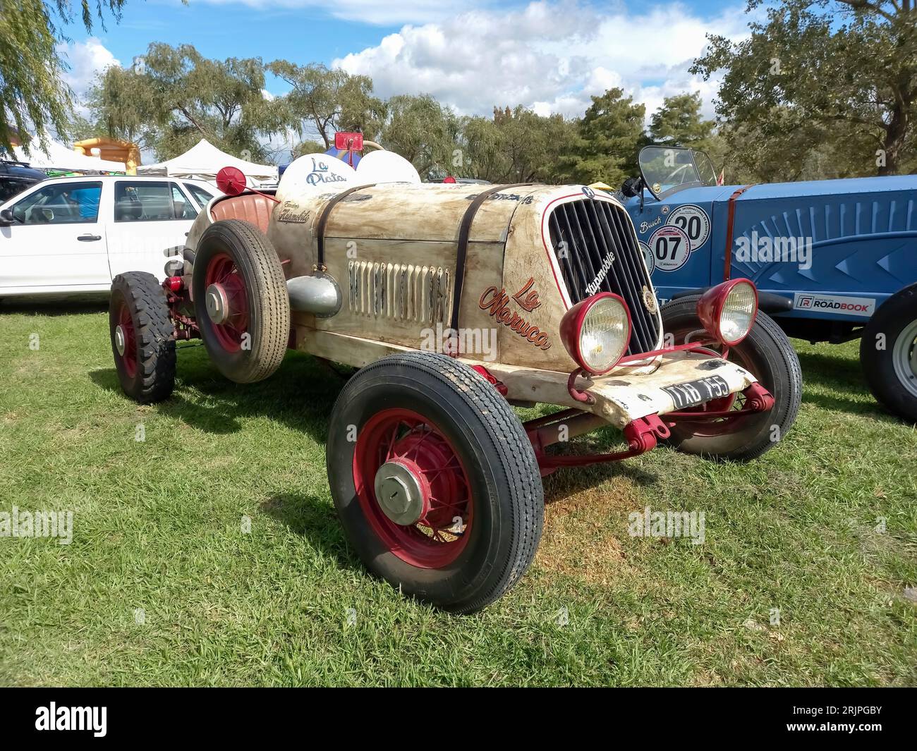 Old 1920s Hupmobile bucket racer speedster on the lawn. Nature, grass