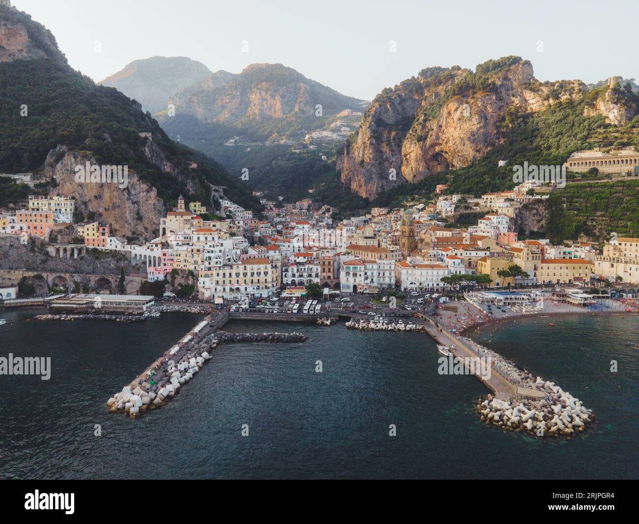 Views from Amalfi on the Amalfi Coast, Italy by Drone Stock Photo - Alamy