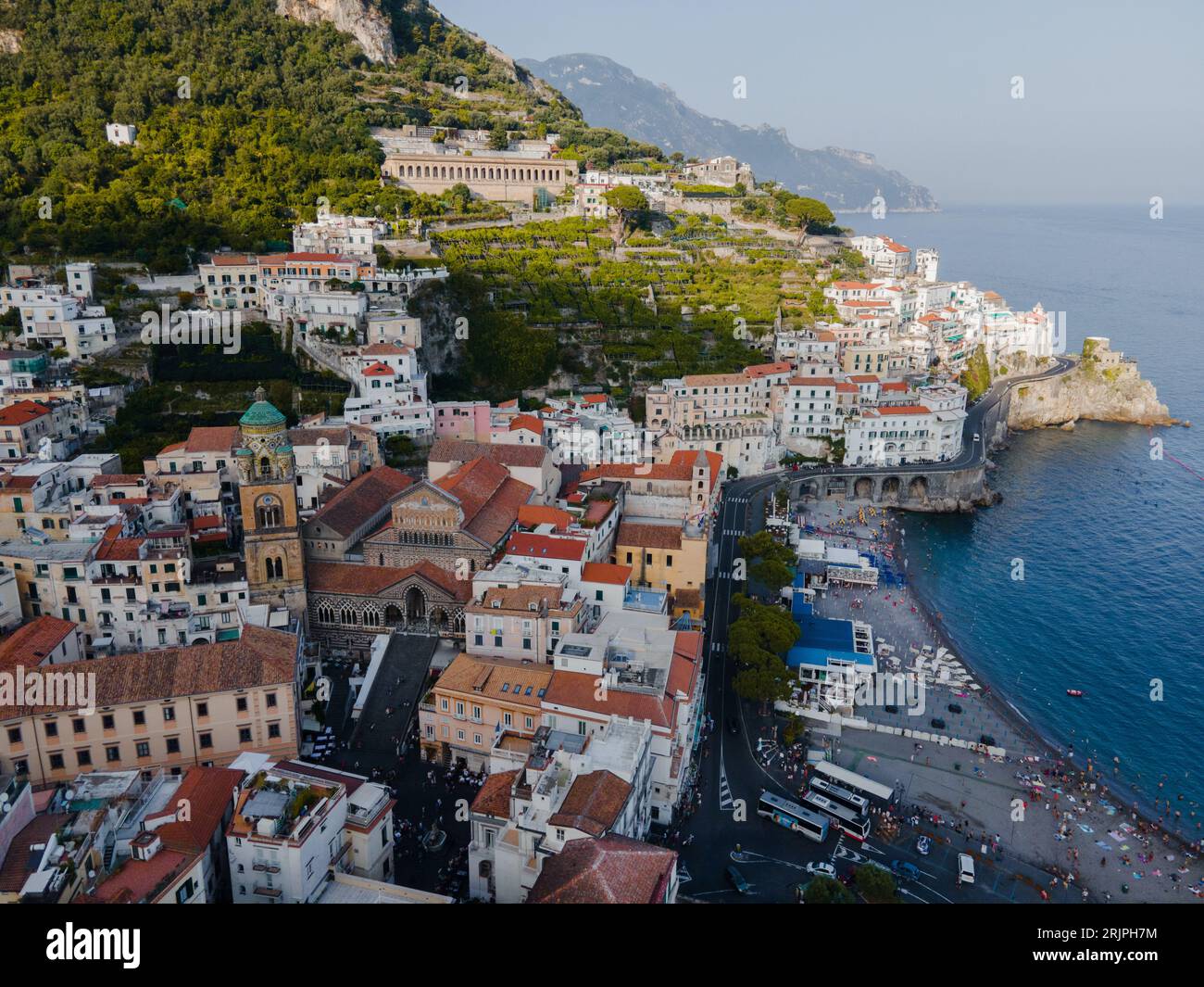 Views from Amalfi on the Amalfi Coast, Italy by Drone Stock Photo - Alamy