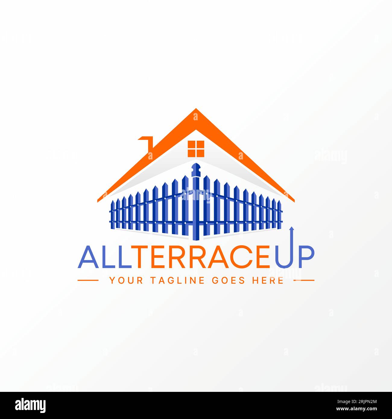 Logo design graphic concept creative abstract premium vector stock sign house with corner terrace fence, window, and chimney. Related to property home Stock Vector
