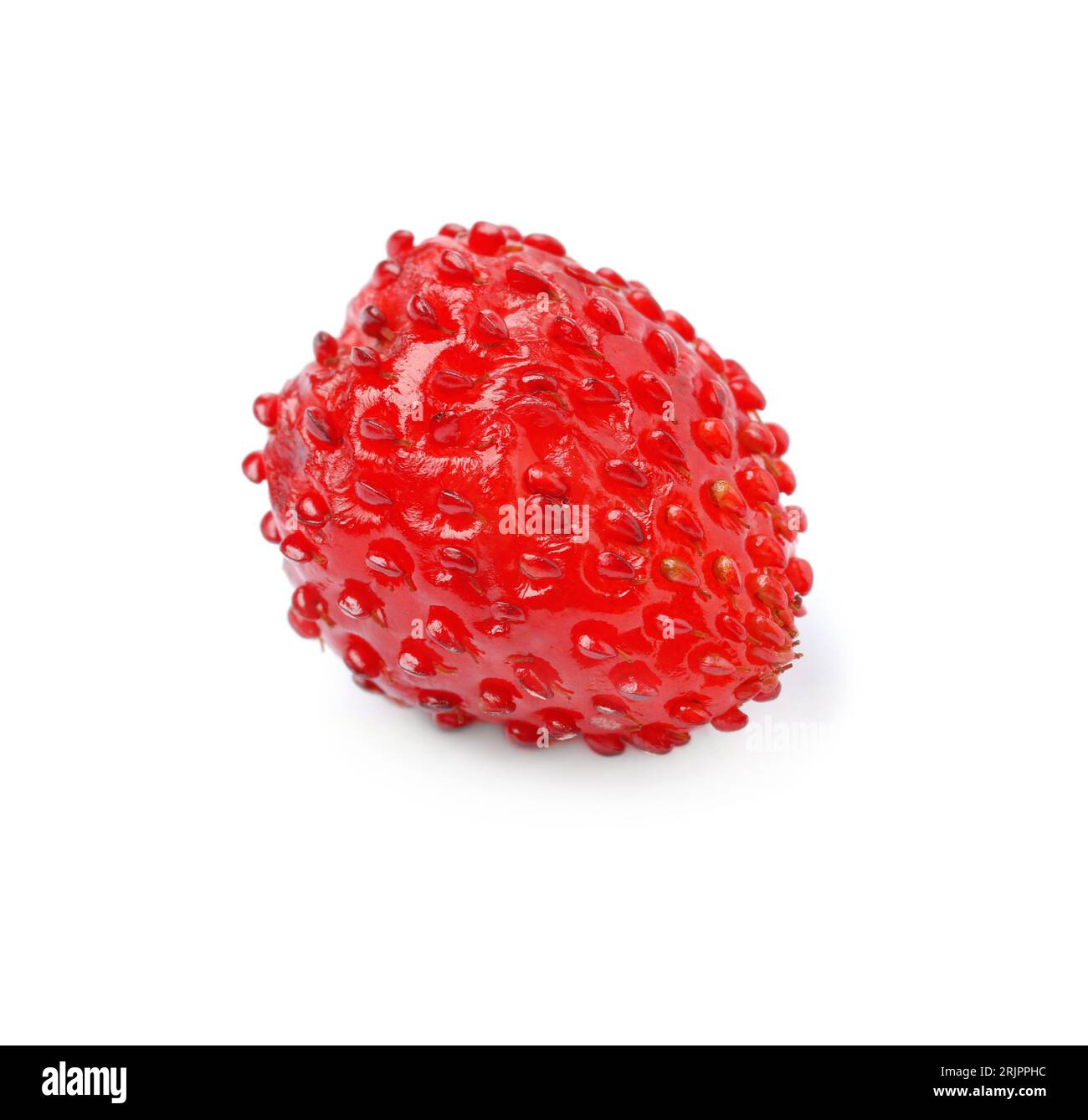 One ripe wild strawberry isolated on white Stock Photo - Alamy