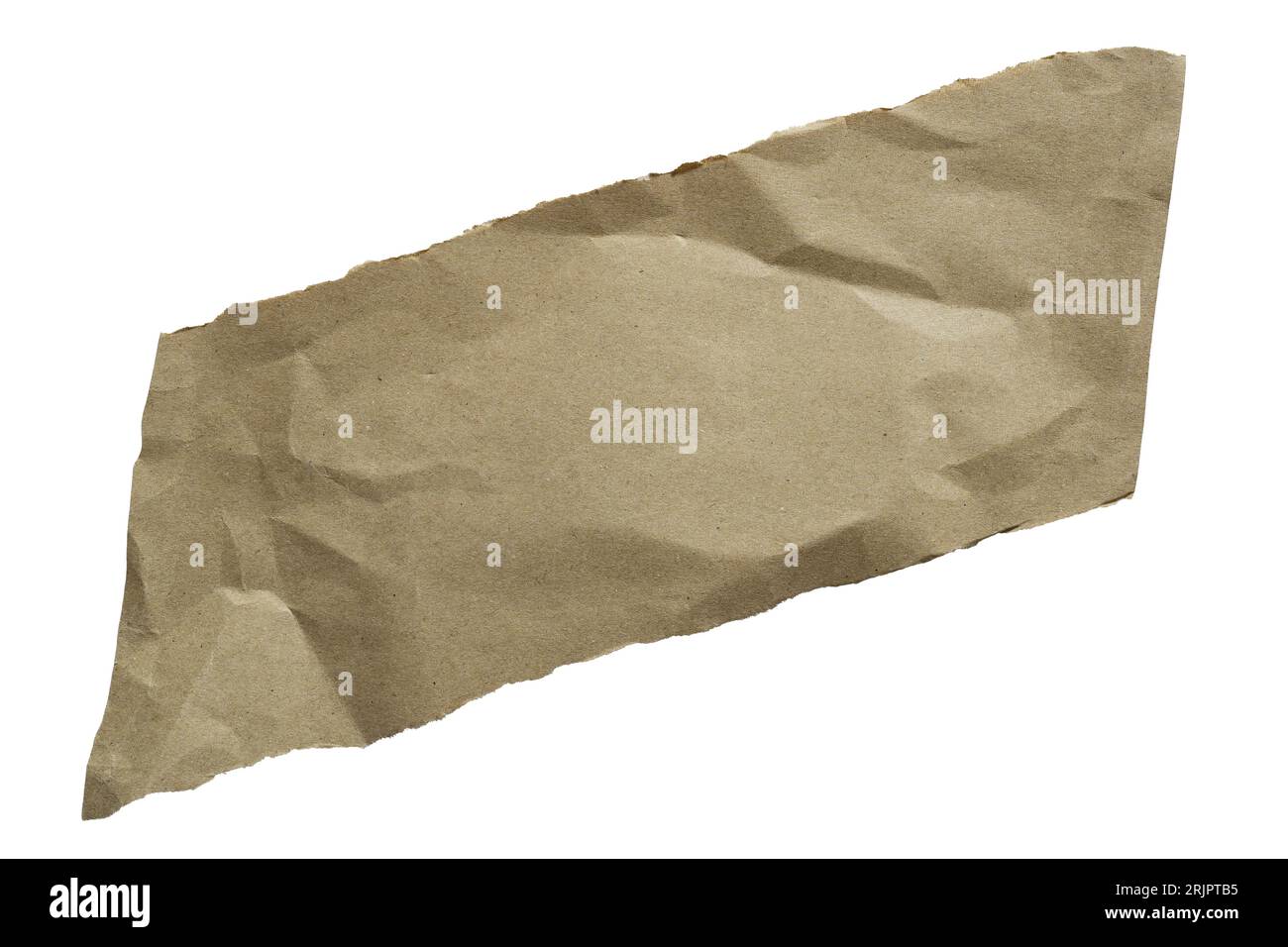 Torn slash-shaped brown kraft paper on white background with clipping path Stock Photo