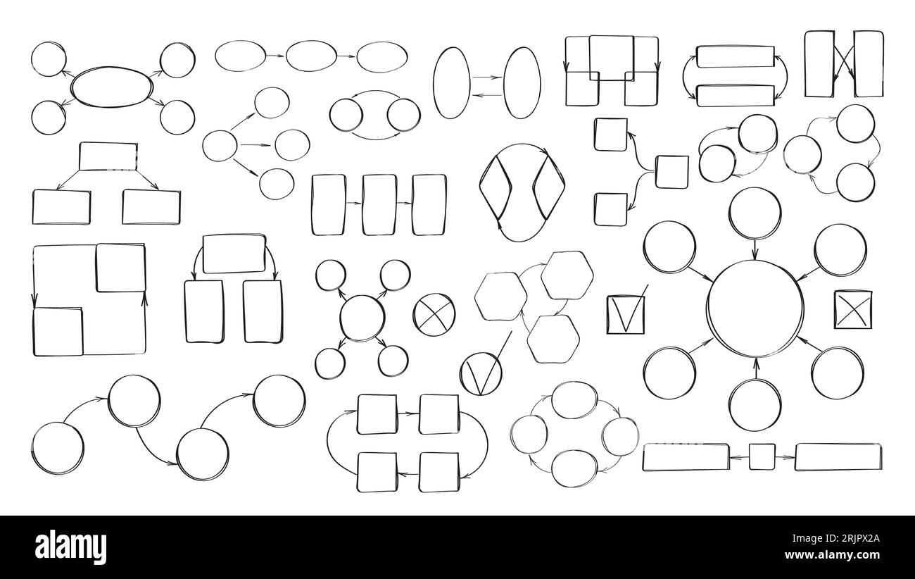 Doodle step infographics set vector. Circle, arrow, square blank ...