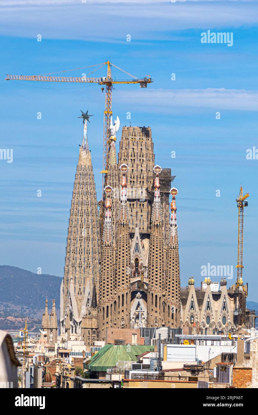 A stunning areal view of the beautiful city featuring spectacular architecture including towering cranes Stock Photo