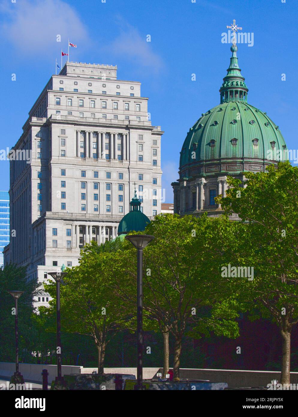 Canada, Quebec, Montreal, Sun Life Builiding, Mary Queen of the World Cathedral Stock Photo