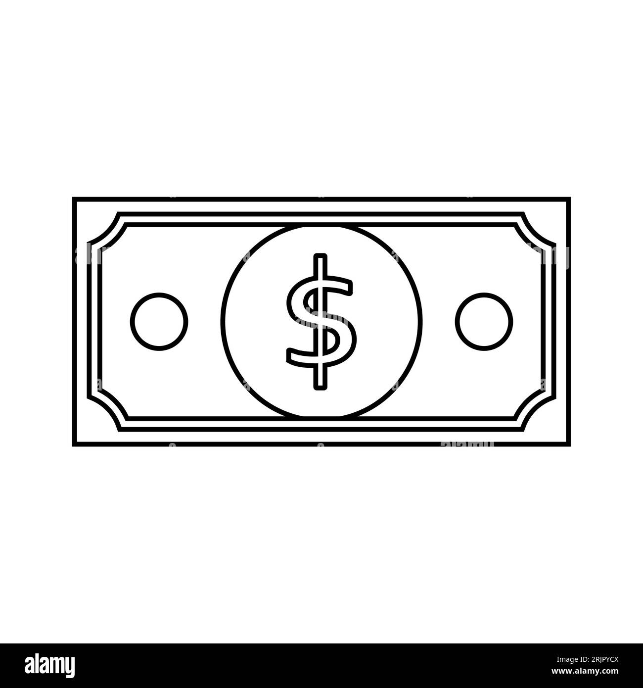 Vector flat outline dollar isolated on white background Stock Vector