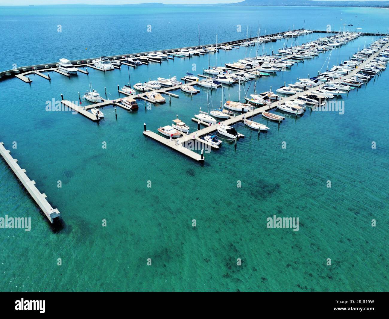 Aerial view wharf marina boats hi-res stock photography and images - Alamy
