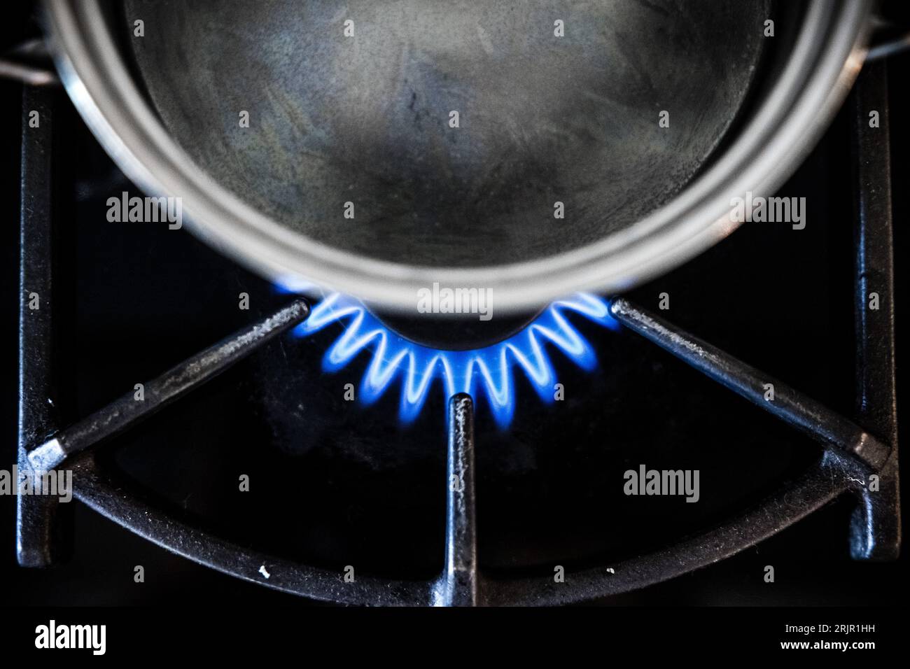 ILLUSTRATIVE Pan on a gas stove. Gas consumption by households is
