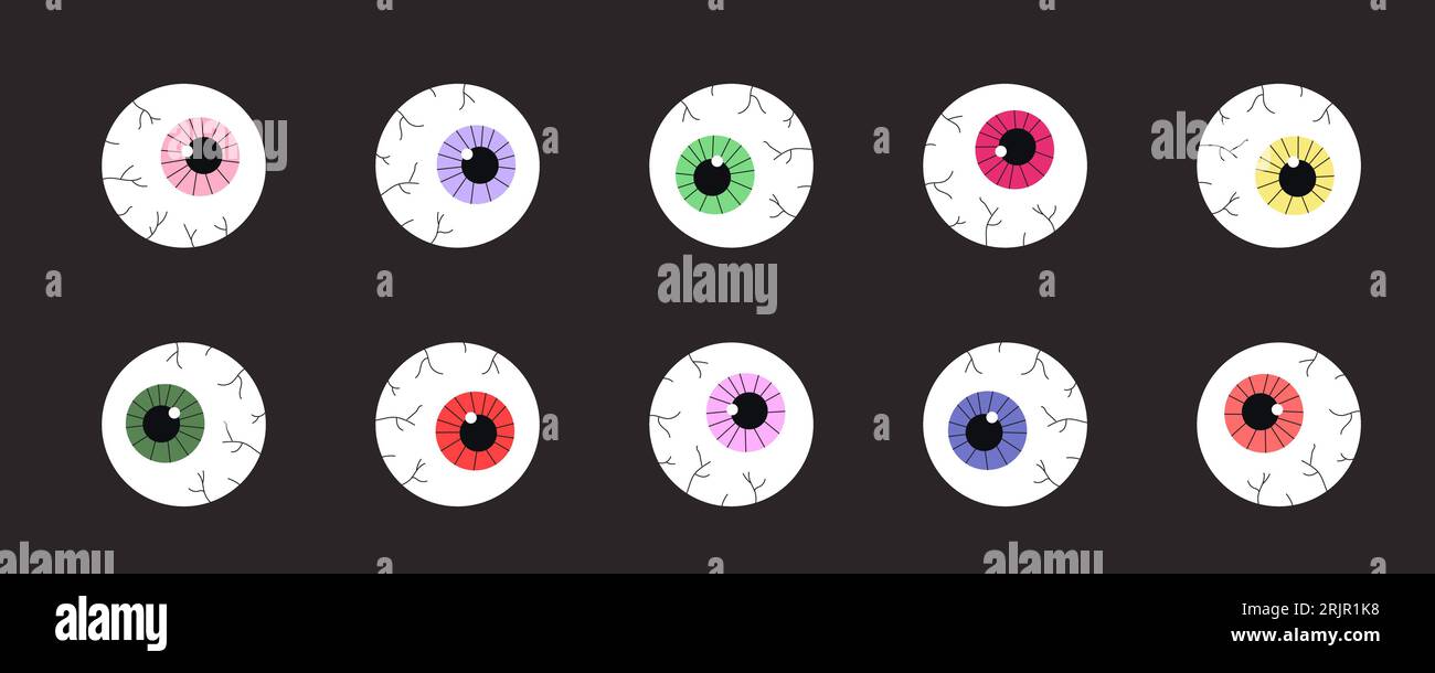 Set cartoon Halloween colorful eyeball Stock Vector Image & Art Alamy