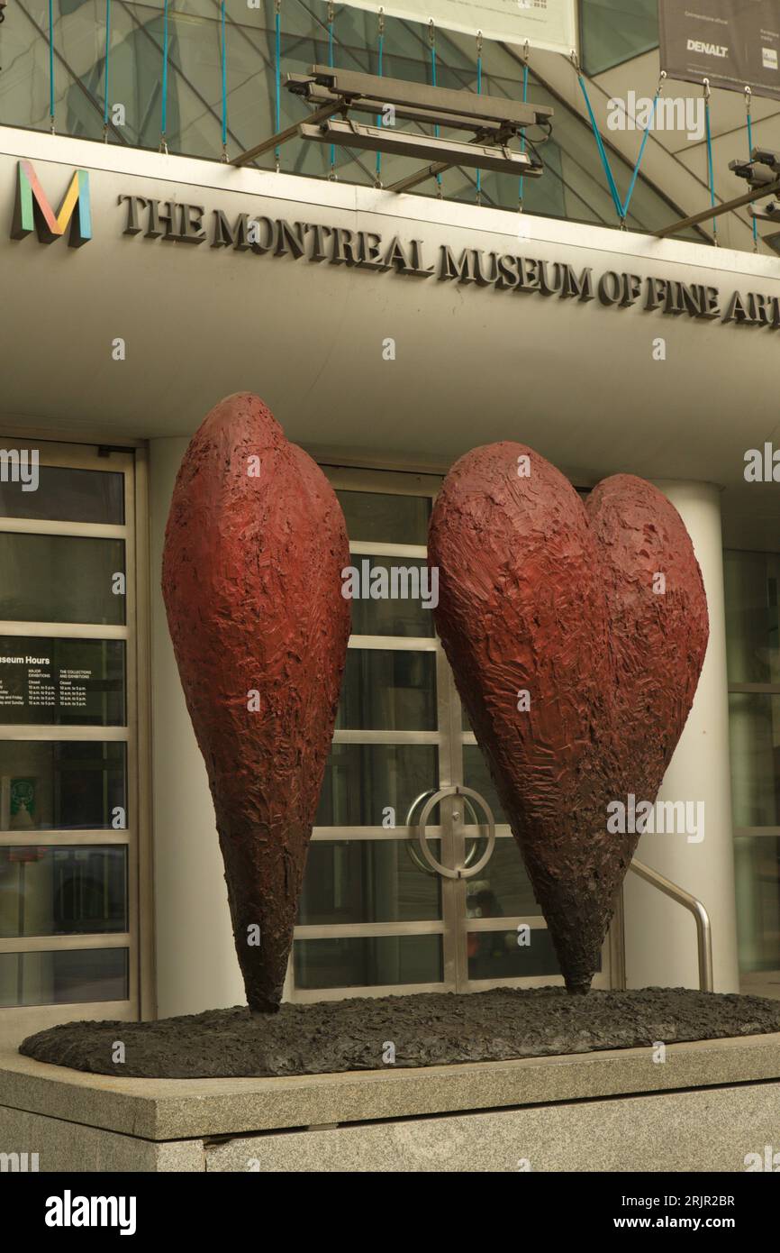 Canada, Quebec, Montreal, Museum of Fine Arts, Twin 6' Hearts, by Jim Dine, Stock Photo