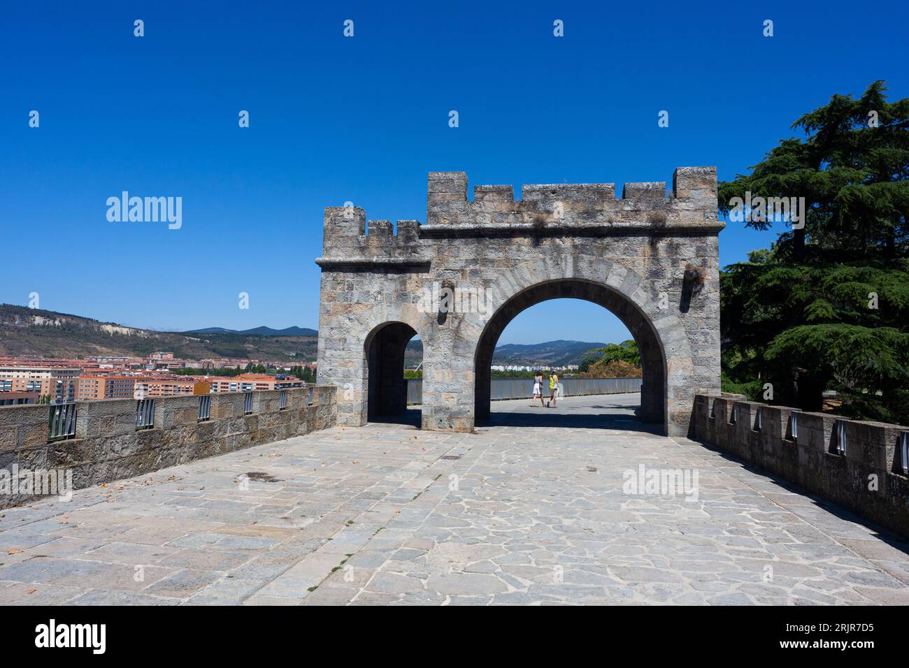 View of the City wall gate and path in Pamplona, Spain Stock Photo