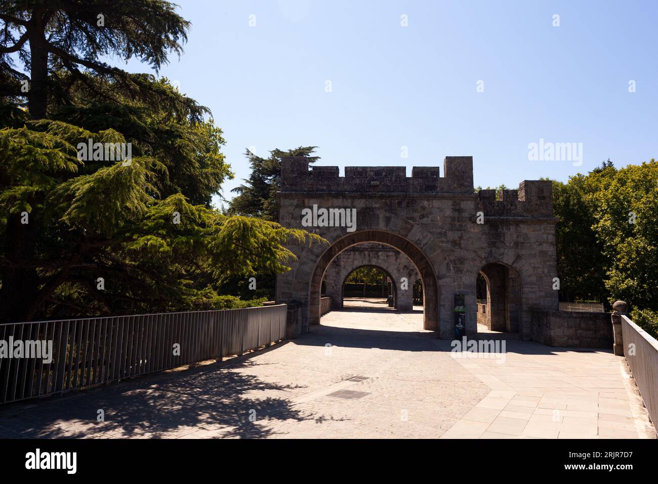 View of the City wall gate and path in Pamplona, Spain Stock Photo