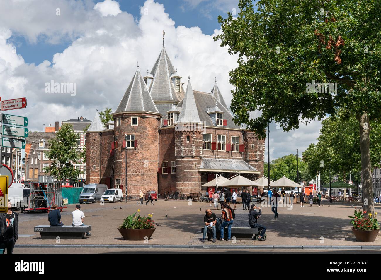 The Waag cafe and restaurant in Nieuwmarkt Square in Amsterdam. Stock Photo
