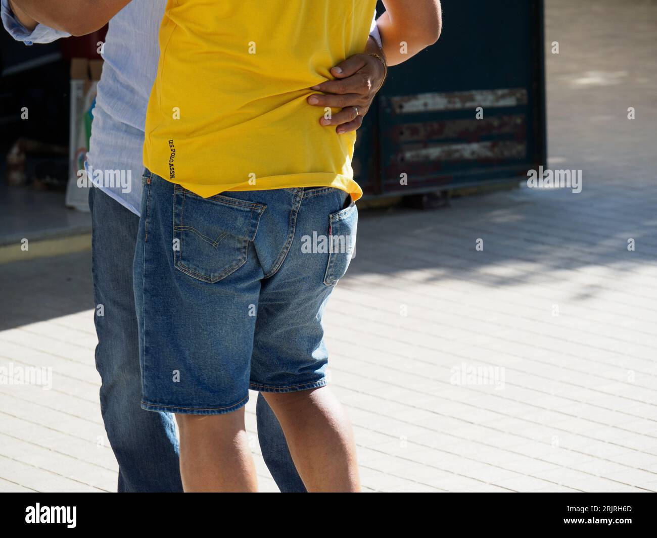The people dancing outdoors at a birthday party Stock Photo