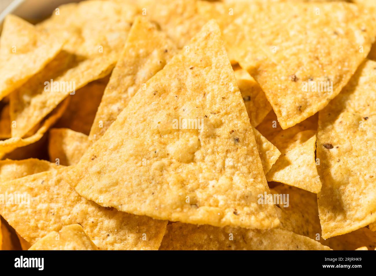 Homemade Triangle Tortilla Corn Chips in a Bowl Stock Photo - Alamy