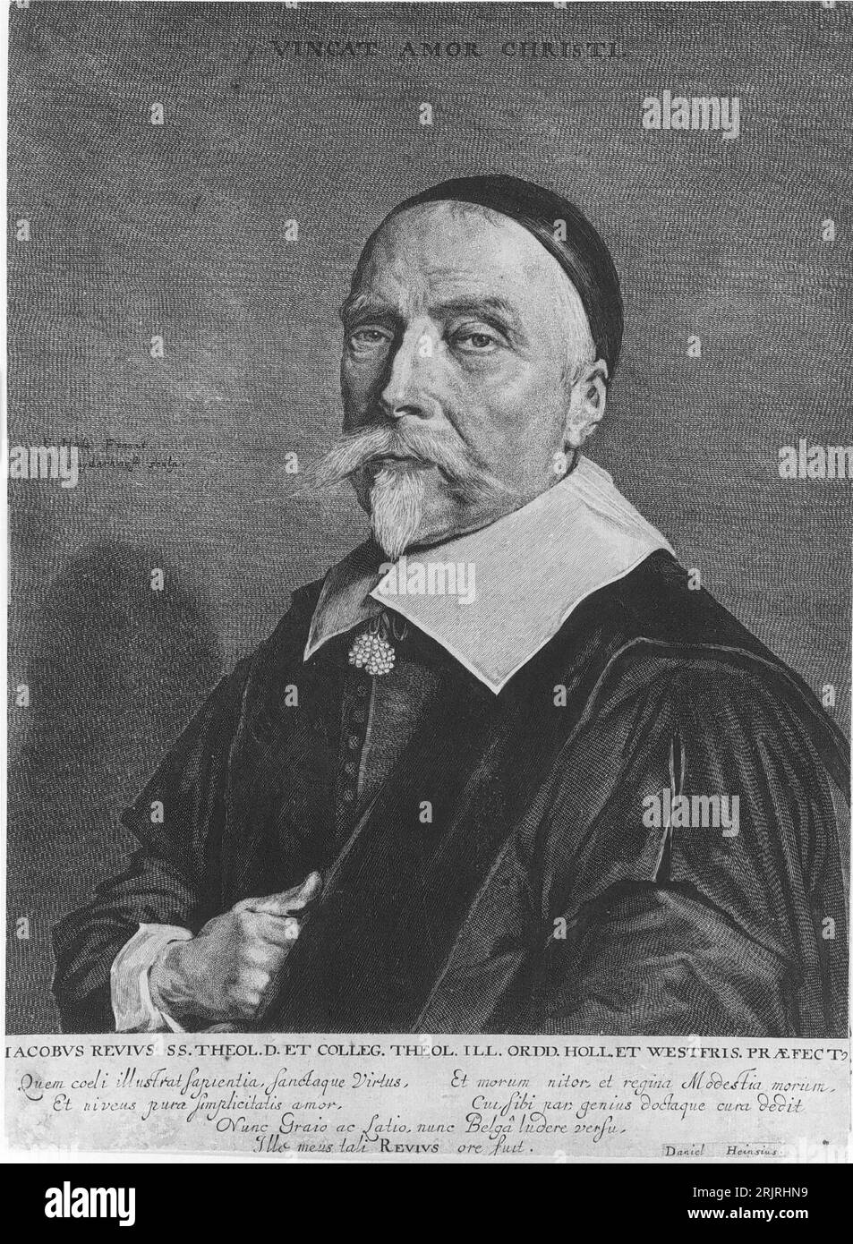 Portrait of Jacobus Revius Unknown date by Jonas Suyderhoef Stock Photo