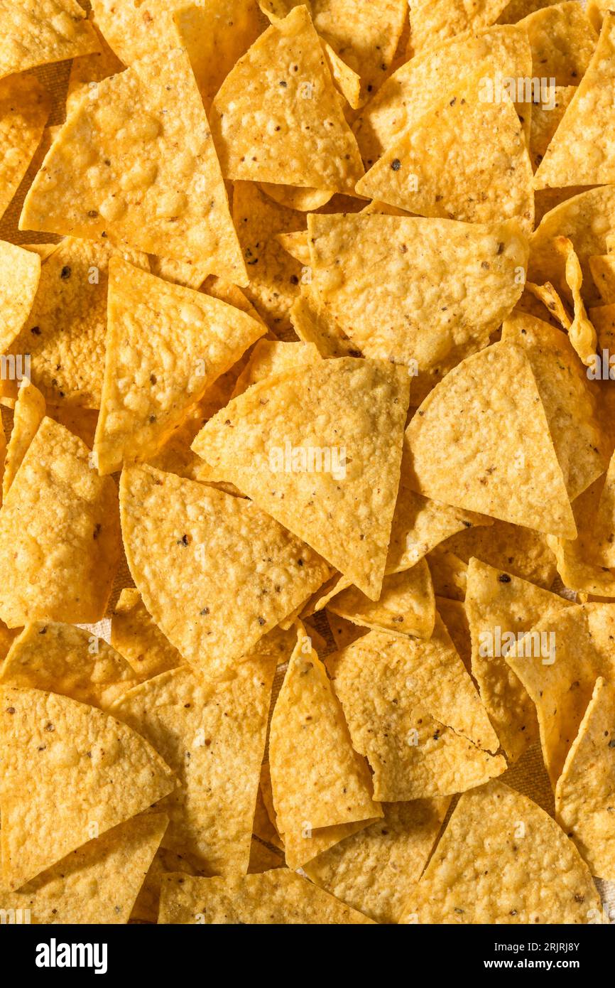 Homemade Triangle Tortilla Corn Chips in a Bowl Stock Photo - Alamy