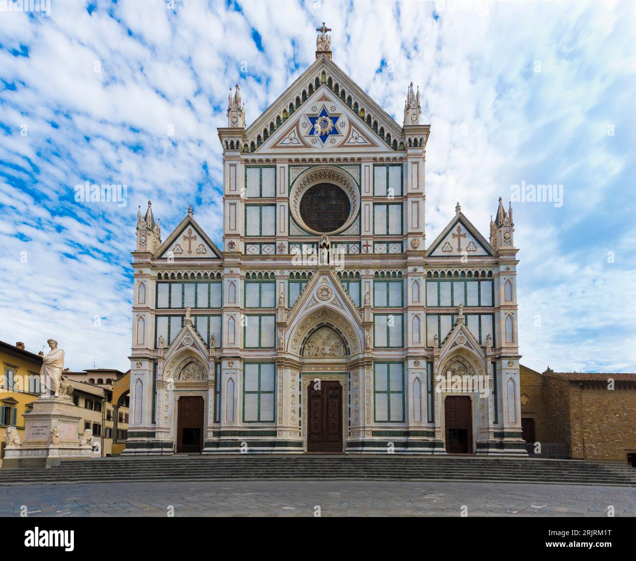 Basilica di Santa Croce  and Piazza Santa Croce in Florence Tuscany, Italy, Europe Stock Photo