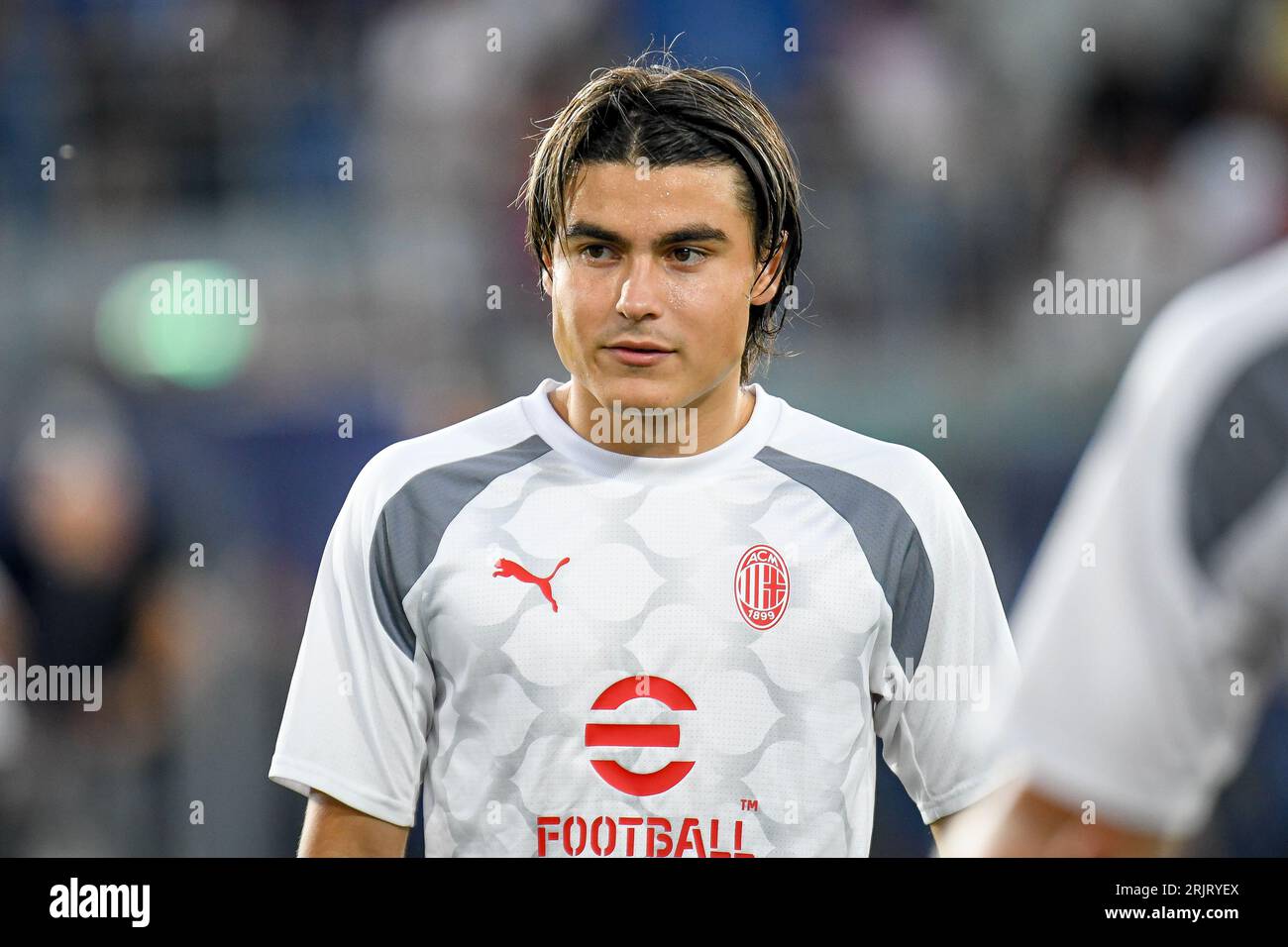 Bologna, Italy. 21st Aug, 2023. Milan's Luka Romero portrait during