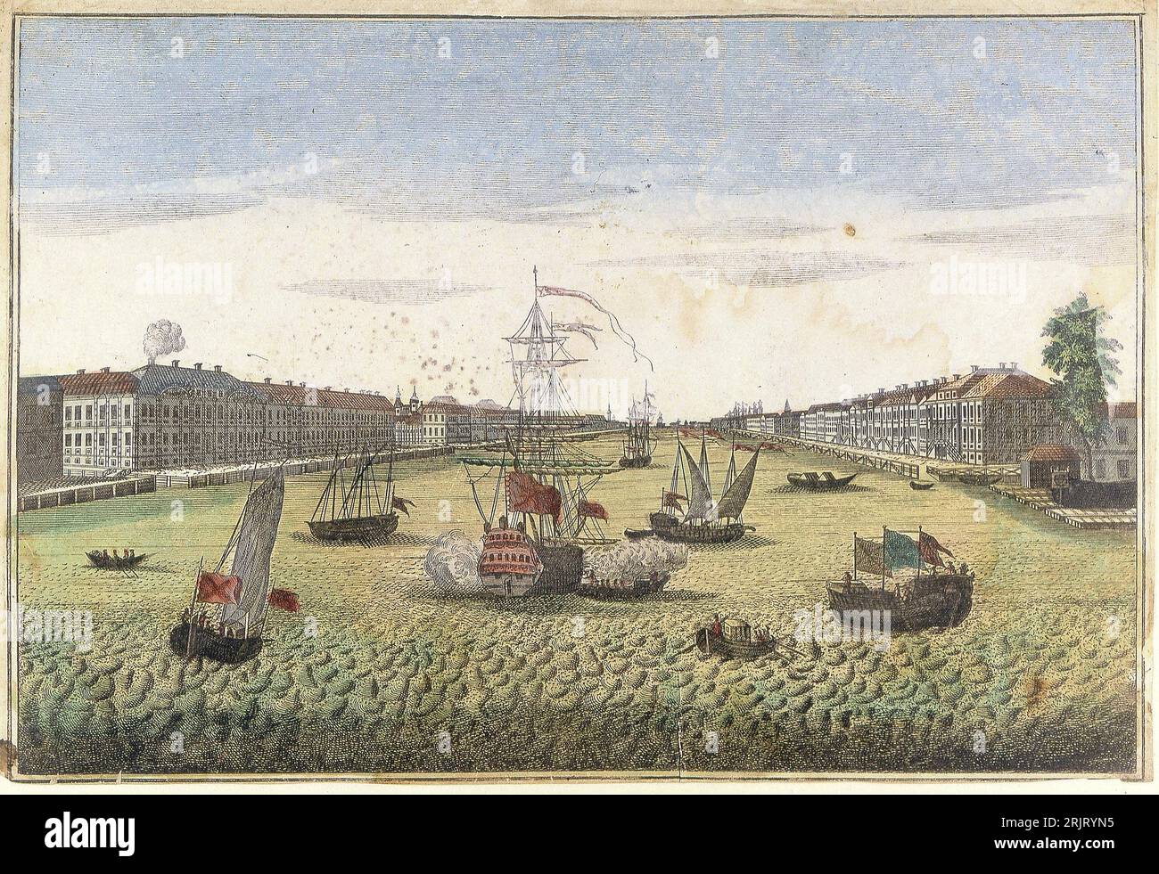 Russian St. Petersburg views of the Neva Between 1765 and 1800 Stock Photo