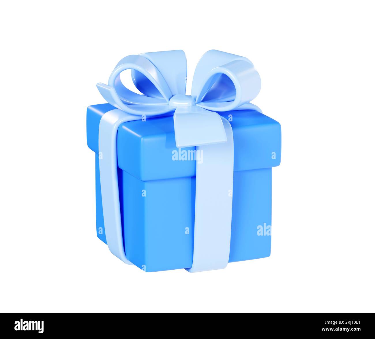 Blue gift box with ribbon and bow 3d render illustration Stock Photo ...