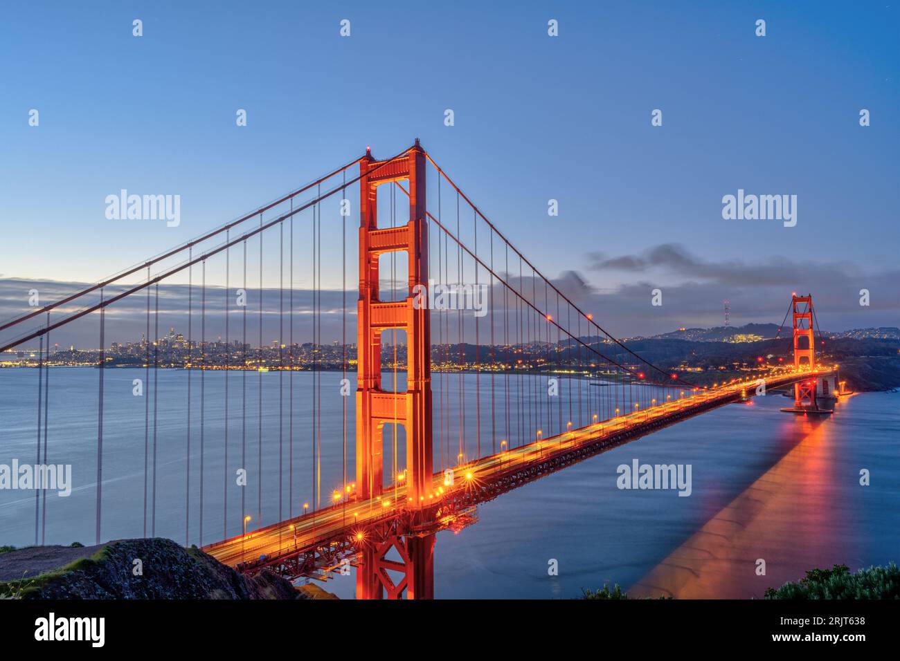 The famous Golden Gate Bridge in San Francisco at the blue hour Stock ...