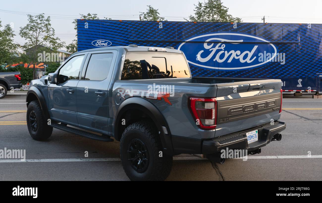 FERNDALE, MI/USA - AUGUST 18, 2023: A Ford F-150 Raptor truck on the Woodward Dream Cruise route. Stock Photo
