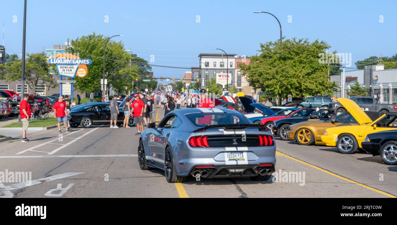 FERNDALE, MI/USA AUGUST 16, 2023 Ford Mustang cars, at Mustang Alley