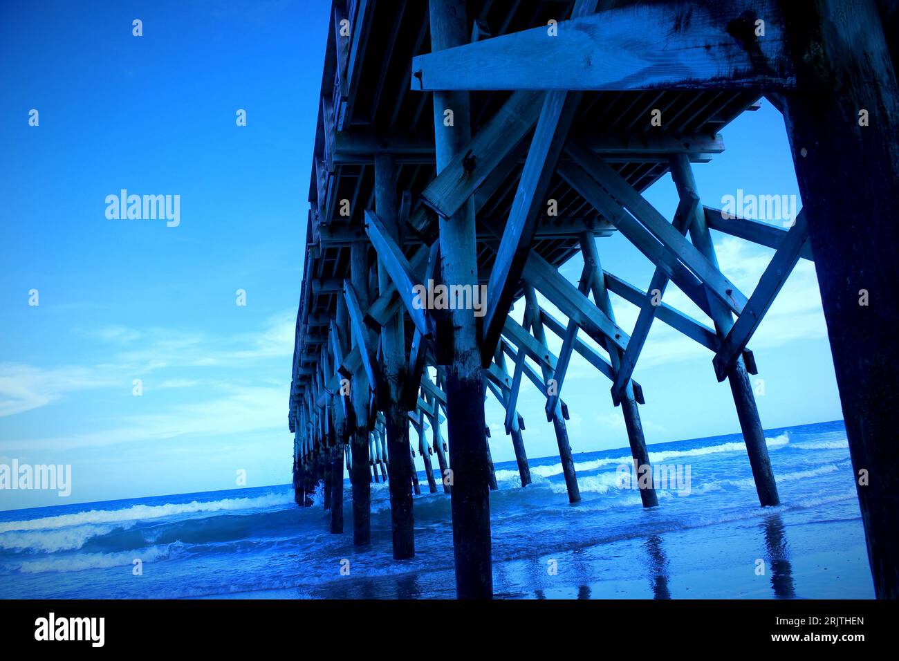 This image is of a scenic pier in Wilmington, North Carolina Stock