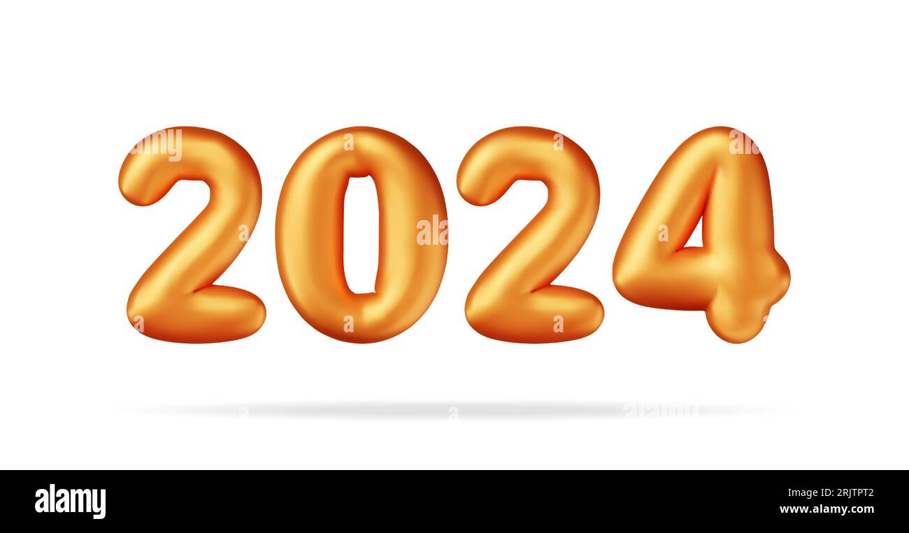 3d Gold Balloon 2024 New Year Symbol Stock Vector Image & Art - Alamy