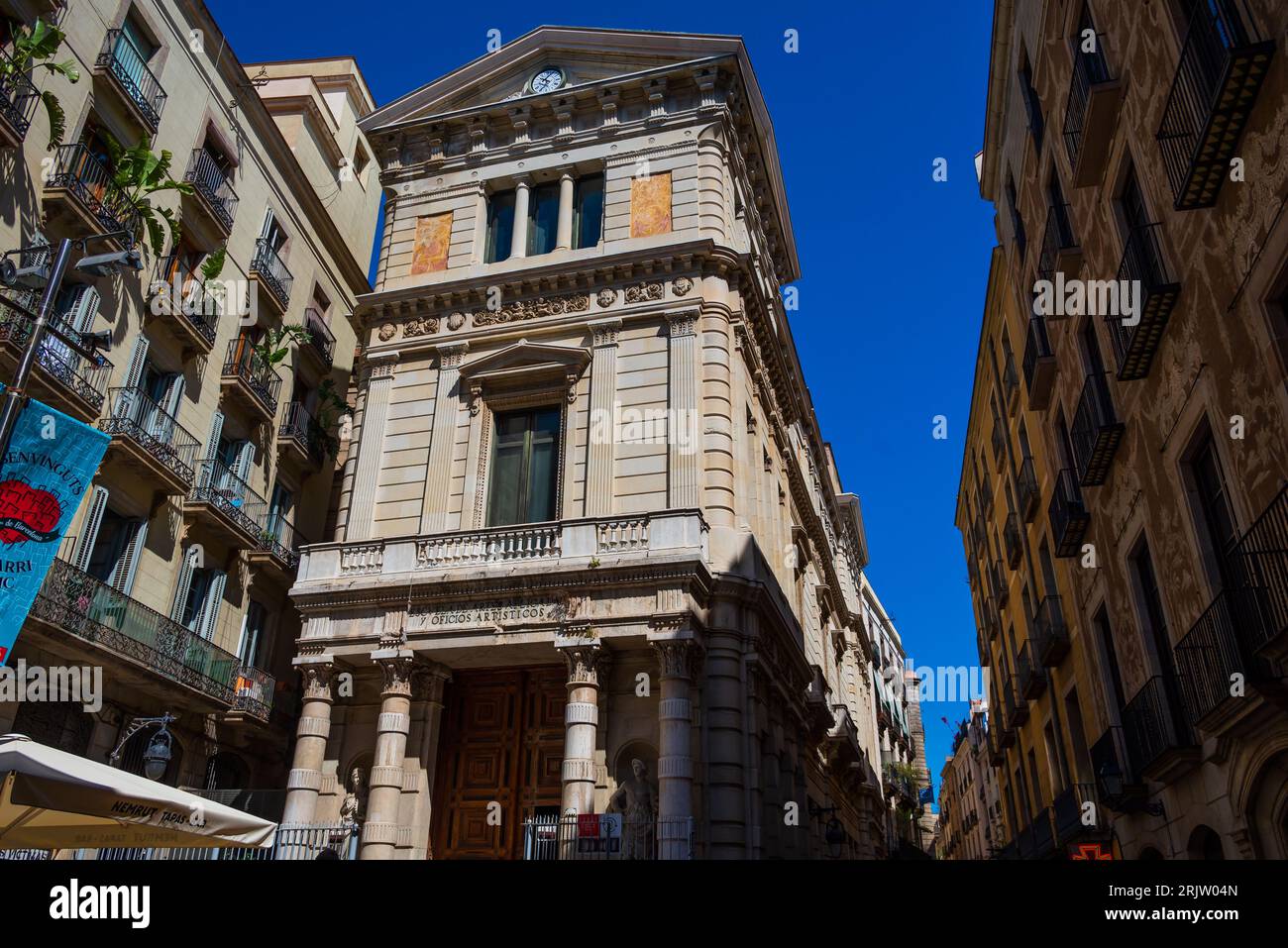 Barcelona, Spain - May 26 2022: Central School of Arts and Crafts Stock Photo
