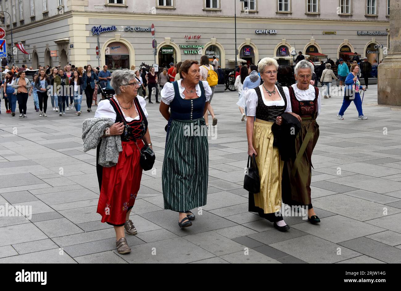 Austrian ladies dressed in traditional costume in Vienna Austria Europe Stock Photo