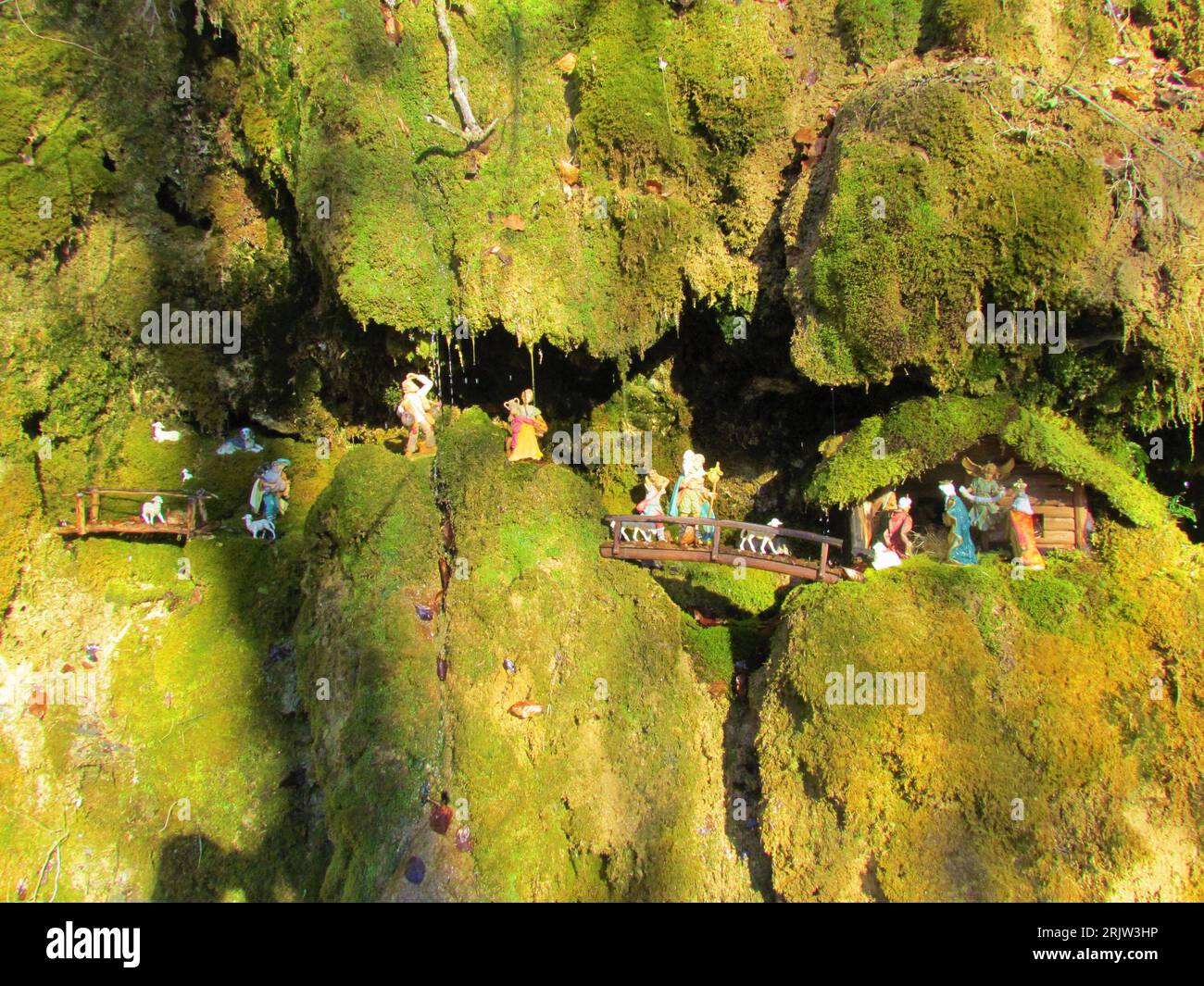 Nativity scene, manger scene, crib, crèche made in natural environment