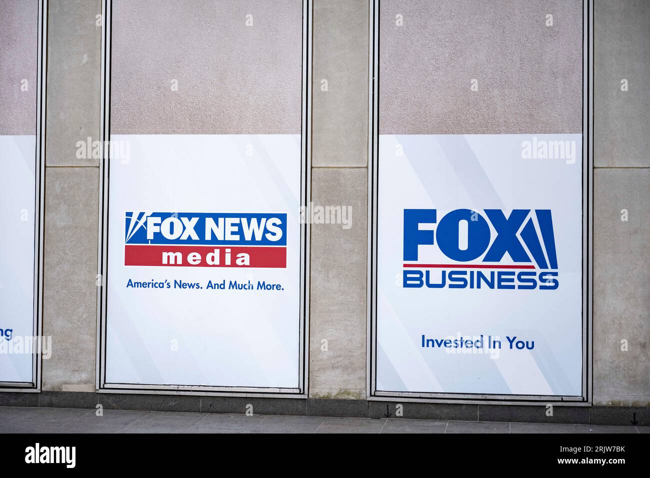 New york new york usa 22nd aug 2023 signs for fox news and fox