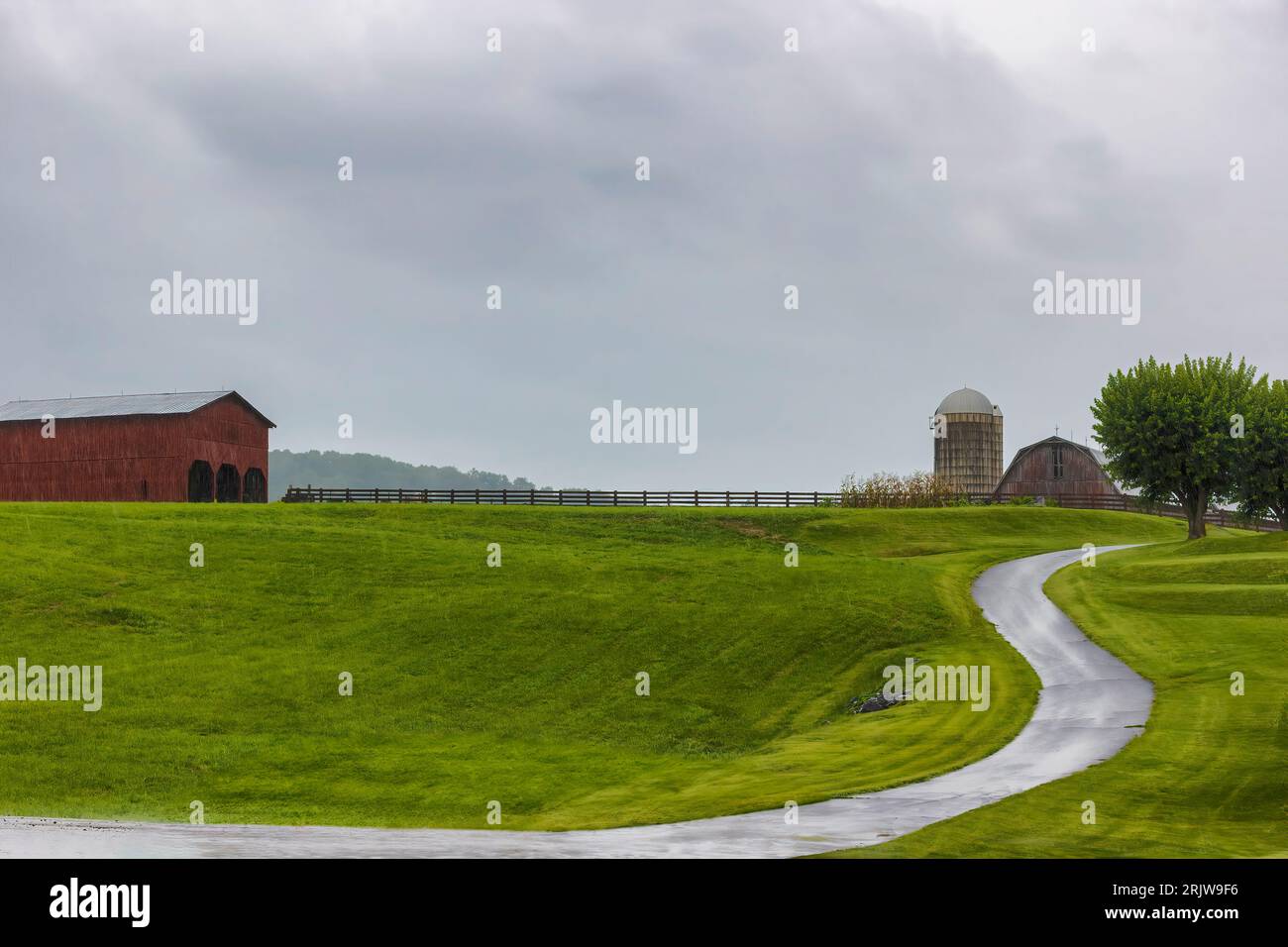 Country scene on a rainy day in Greene County, Tennessee. Stock Photo