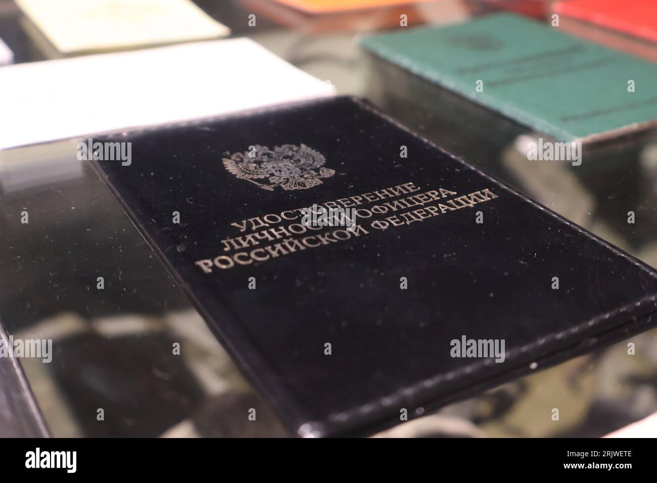 August 12, 2023: Documents of an officer of the army of the Russian Federation are presented at an exhibition in a museum in Kyiv. (Credit Image: © SOPA Images via ZUMA Press Wire) EDITORIAL USAGE ONLY! Not for Commercial USAGE! Stock Photo