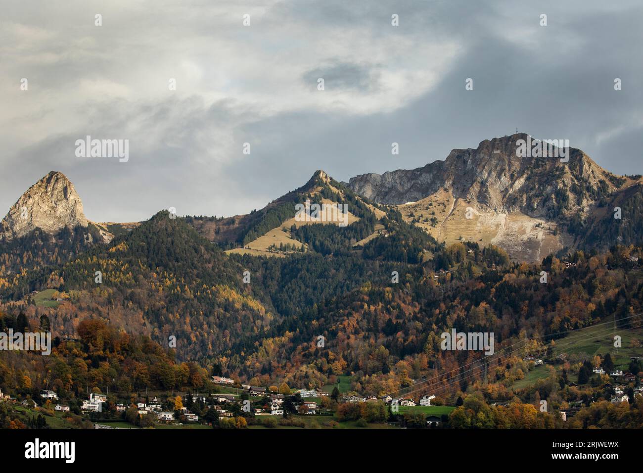 Dent de Jaman peak seen from Montreux Switzerland Stock Photo