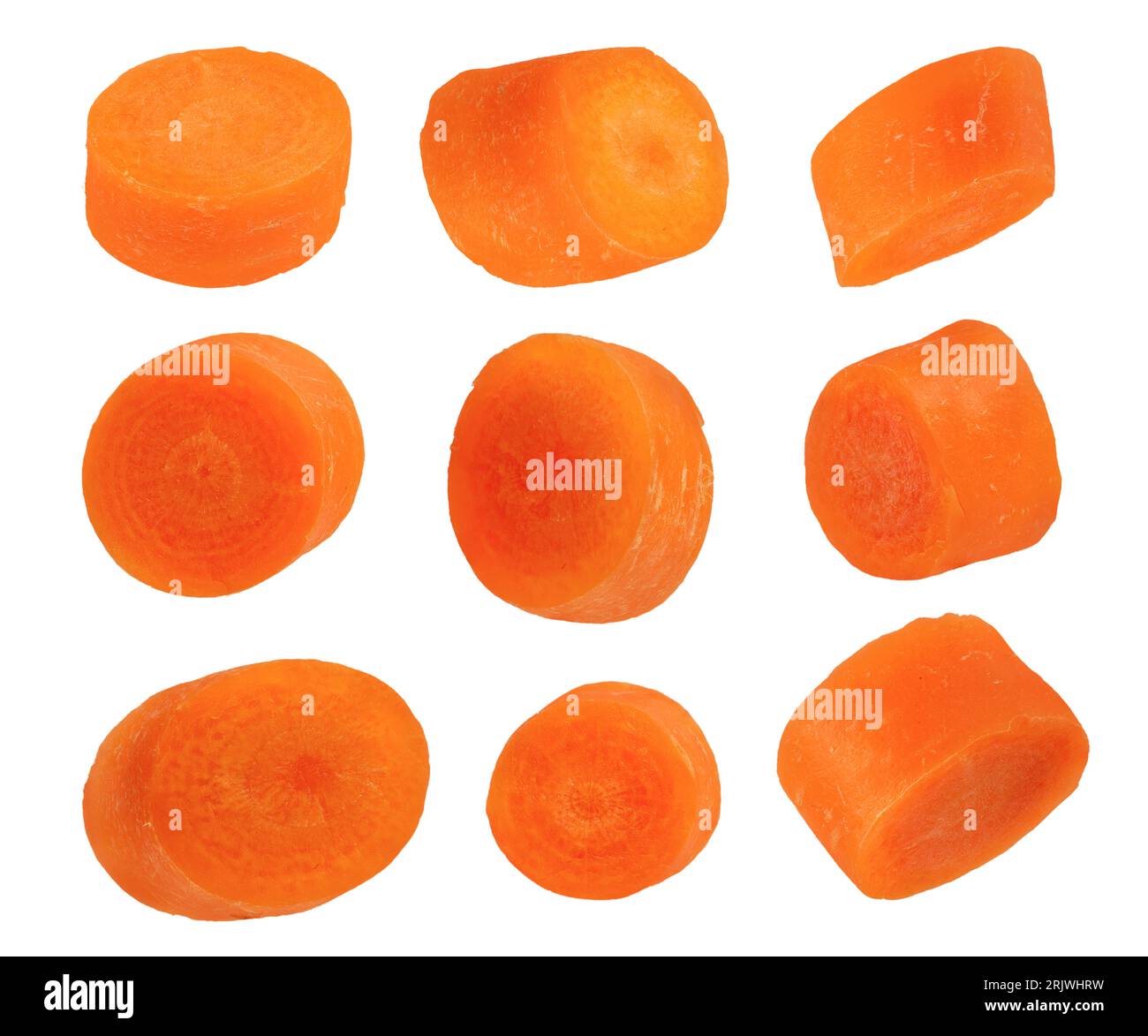 Raw carrot. Carrot slices isolated on white background. For inserting