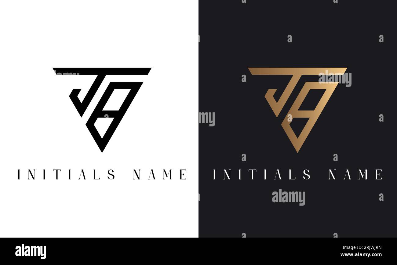 Luxury JB or BJ Initial Monogram Text Letter Logo Design Stock Vector