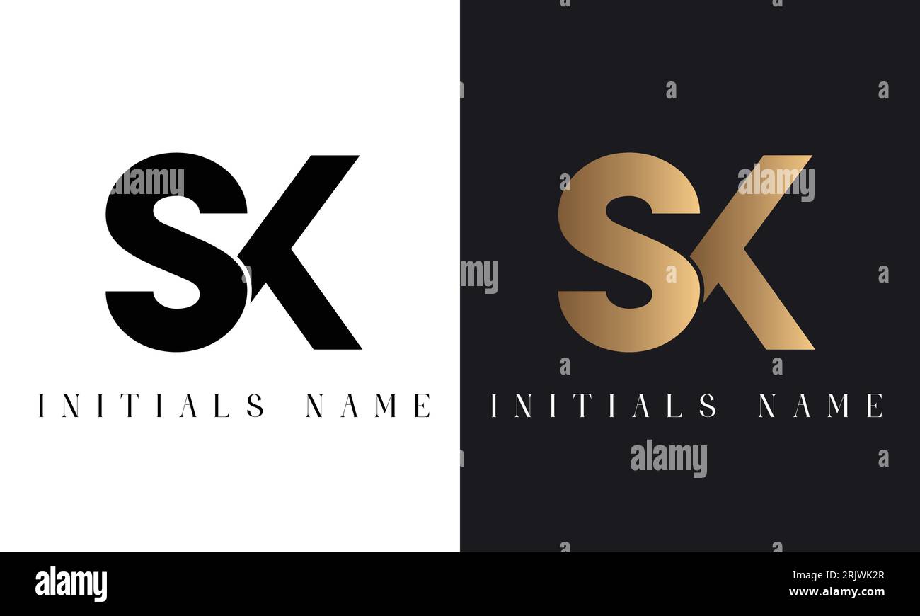 Luxury SK or KS Initial Monogram Text Letter Logo Design Stock Vector ...