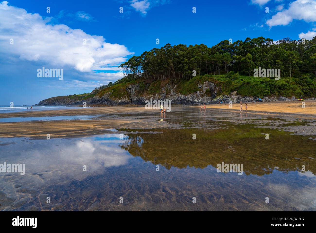 Black and gold sand on Playa de Otur, Asturias - Otur beach part of the Protected Landscape of the Western Coast of Asturias, Spain. Stock Photo