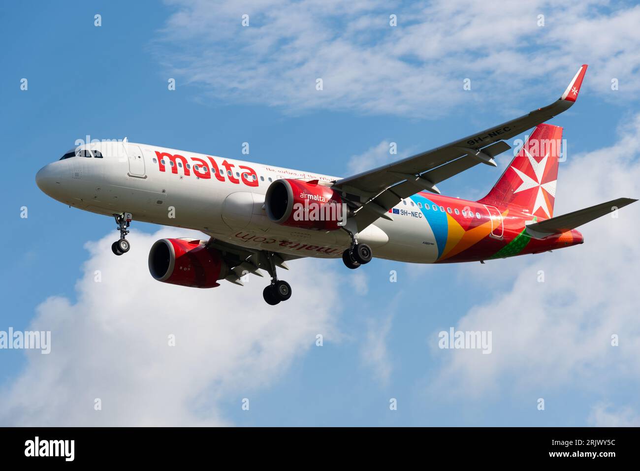 Air Malta Airbus A320 251N Jet Airliner Plane 9H NEC On Finals To Land Air Malta Airbus A320 251N Jet Airliner Plane 9H NEC On Finals To Land
