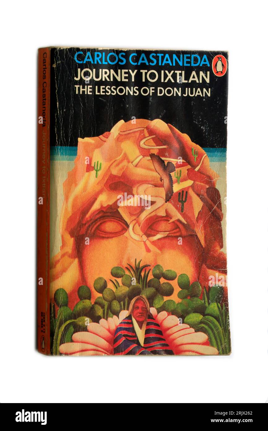 Carlos Castaneda - Journey to Ixtlan, The Lessons of Don Juan. Book cover. Studio set up. Stock Photo